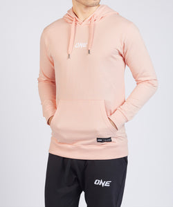 เสื้อฮู้ดคอกลมโลโก้ Signature ONE (สีชมพูพีช)