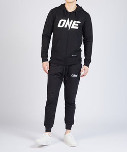 เสื้อฮู้ดมีซิป โลโก้ ONE (สีดำ)
