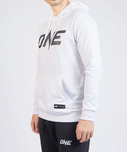 เสื้อฮู้ดคอกลม โลโก้ ONE สีขาว