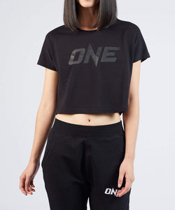 ONE Black Logo Crop Tee